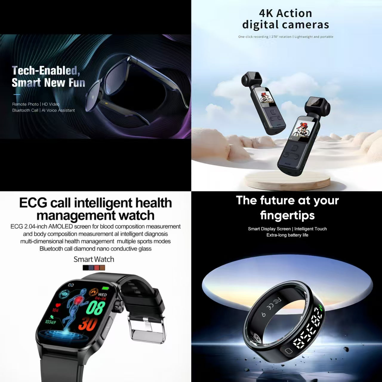 4-in-1 Smart Future Tech & Health Bundle: Tech-Enabled Smart Glasses ...