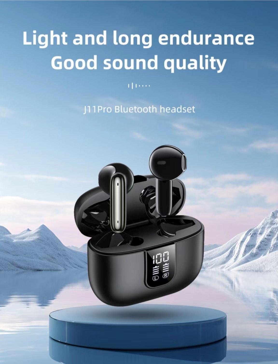 Digital Display TWS Bluetooth Earphones with Dual Microphone ENC, Low Latency, and Ultra-Long Battery Life for Music.