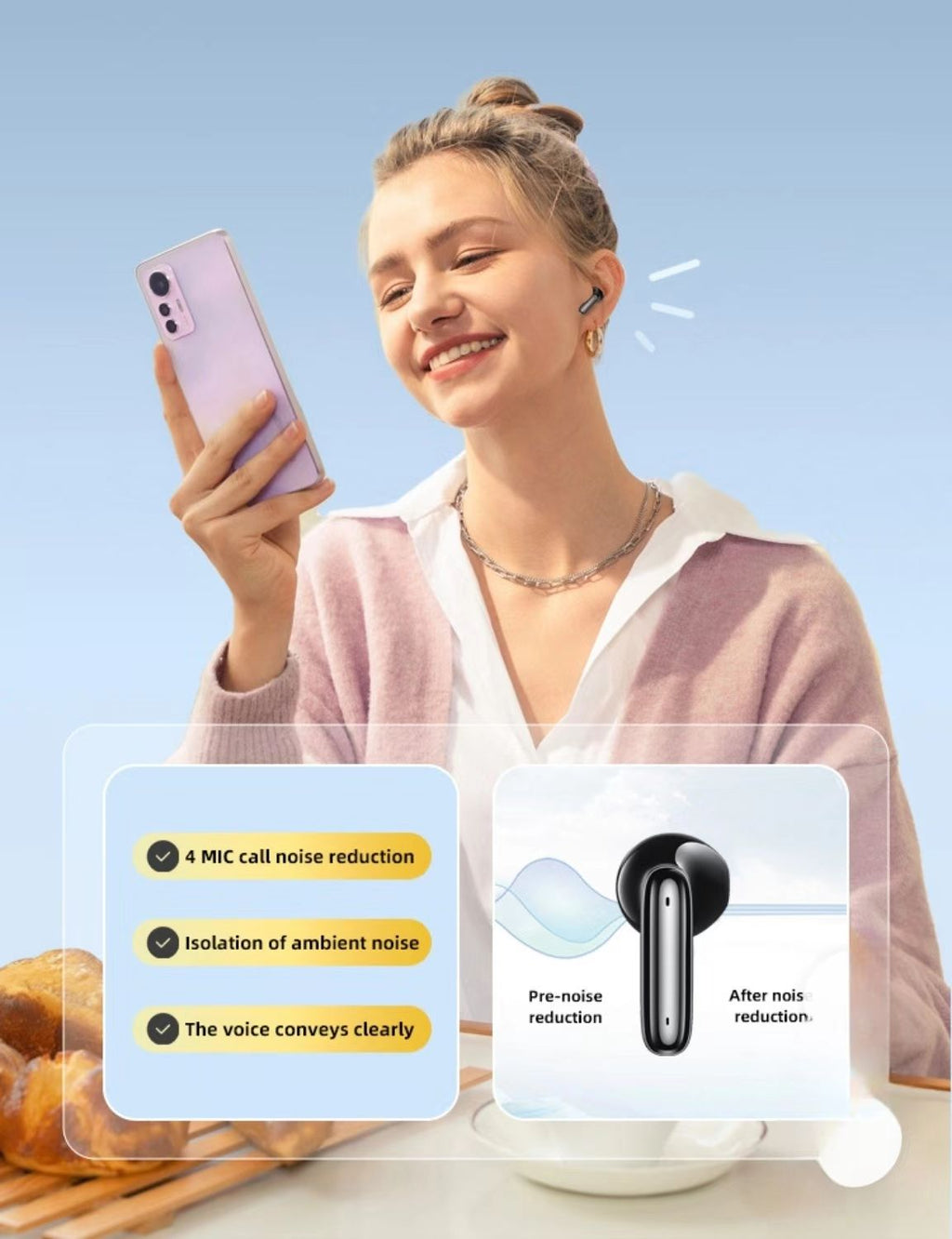 Digital Display TWS Bluetooth Earphones with Dual Microphone ENC, Low Latency, and Ultra-Long Battery Life for Music.