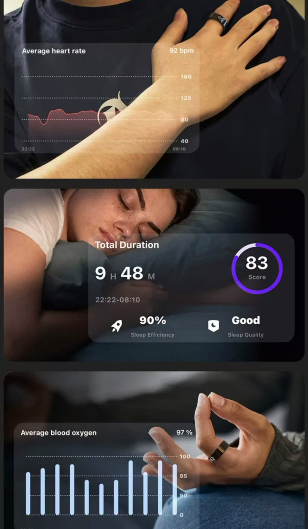 R11C Smart Ring: with Display Screen, Heart Rate, Blood Oxygen & Sleep Monitoring, Step and Calorie Tracking, Touch Control for Sports.