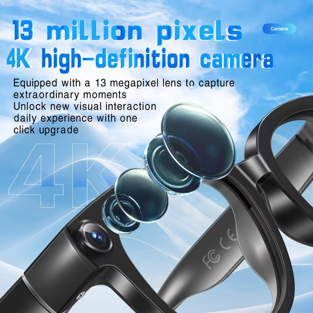 AI Translation Smart Glasses with 13MP Photochromic Lenses, Real-Time Translation, Image Stabilization for Photo/Video, Call Noise Cancellation & AI Assistant.