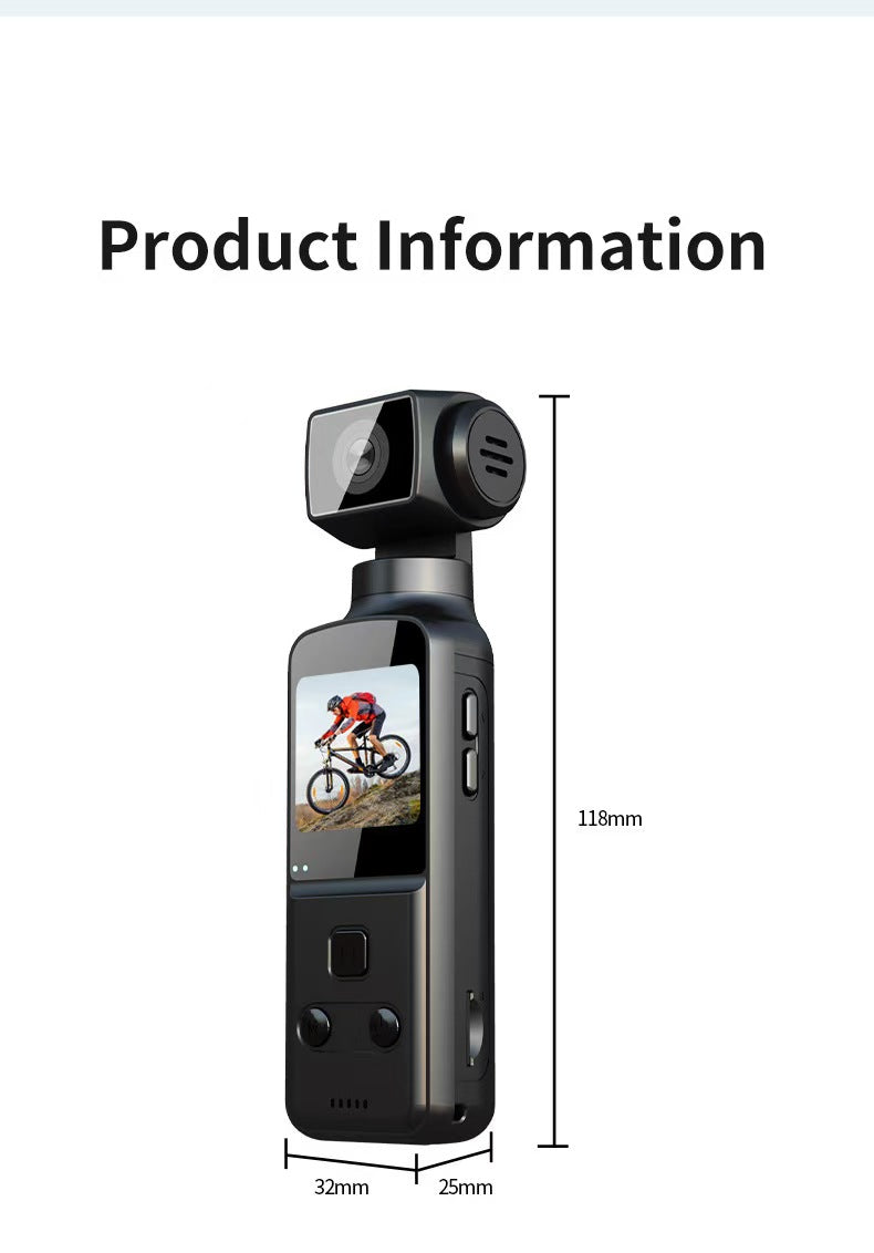 4K Ultra HD Anti-Shake Pocket Camera, Outdoor Waterproof Cycling DV with 270° Rotatable Screen for Vlogging & Action.