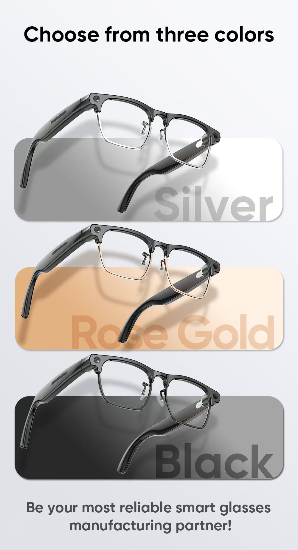 AI Smart Glasses G1, New Semi-Rimless Business Style with 8MP HD Photo/Video, Real-Time Translation & Smart Bluetooth.