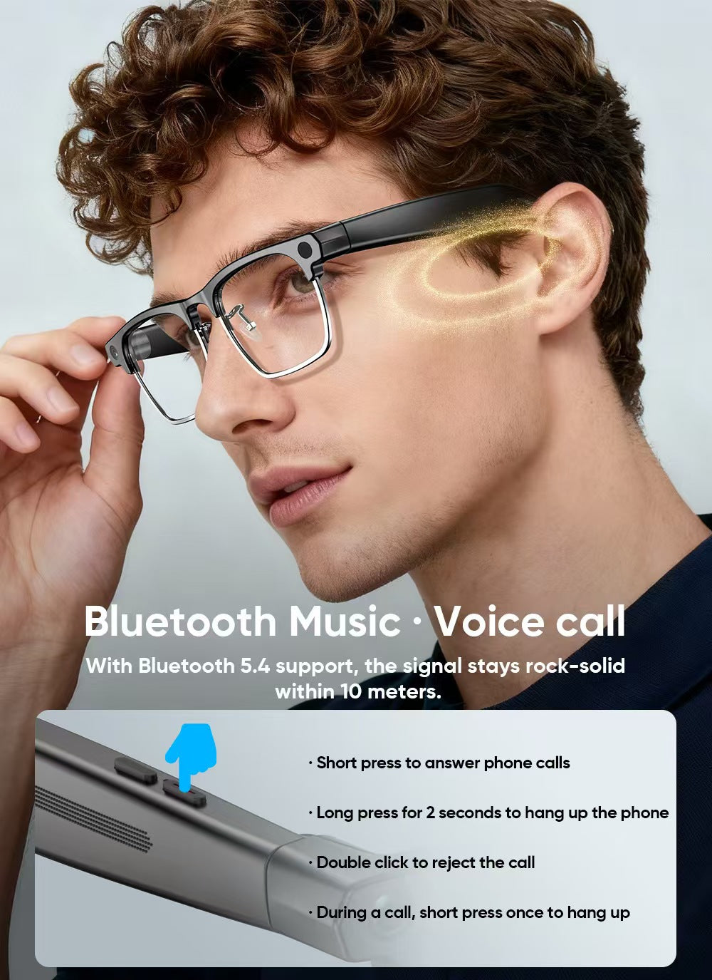 AI Smart Glasses G1, New Semi-Rimless Business Style with 8MP HD Photo/Video, Real-Time Translation & Smart Bluetooth.