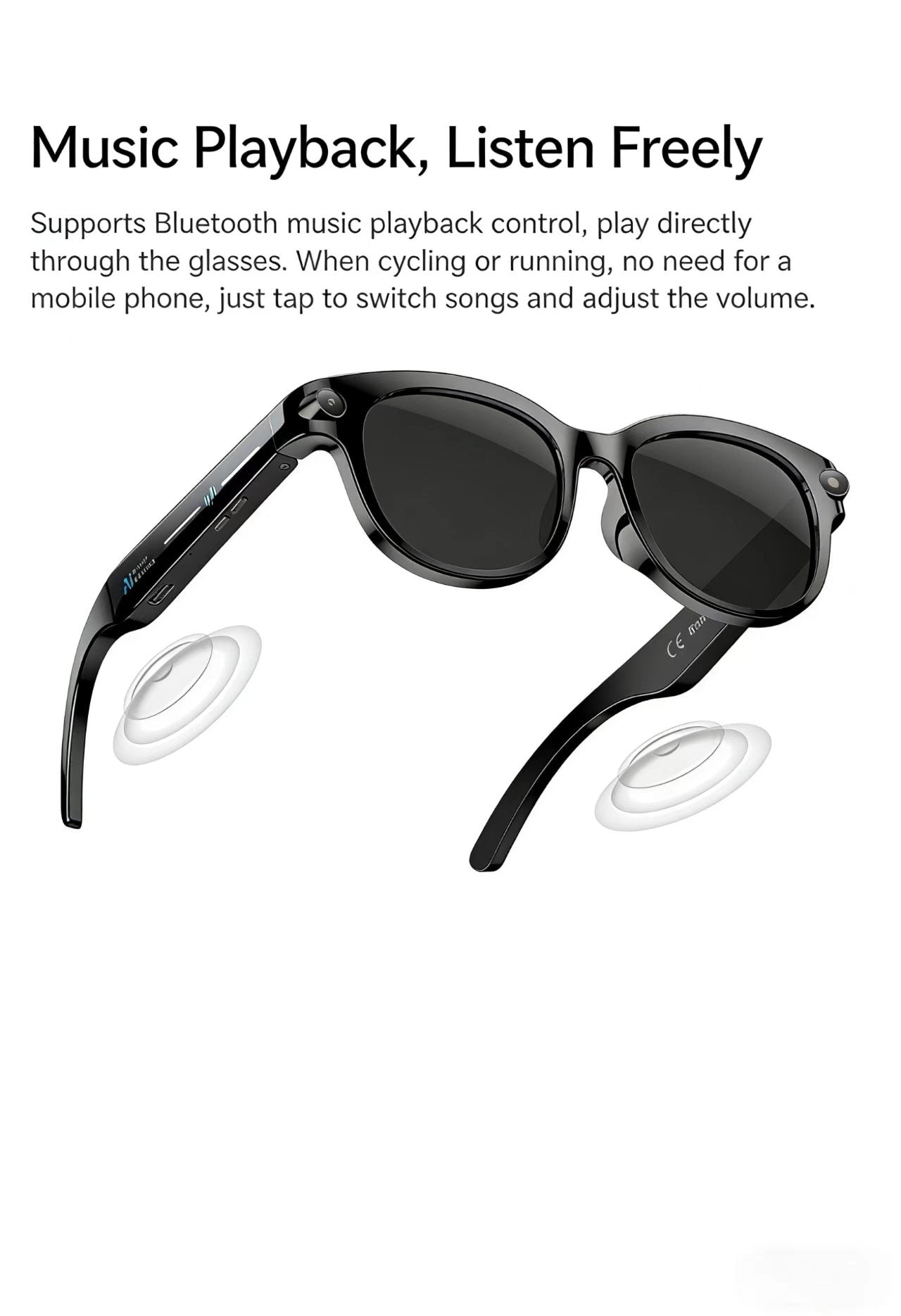 AI Smart Glasses 8MP Multifunctional HD Photo Capture Video Recording Object Recognition Call Function with Data Transmission, Model M89.