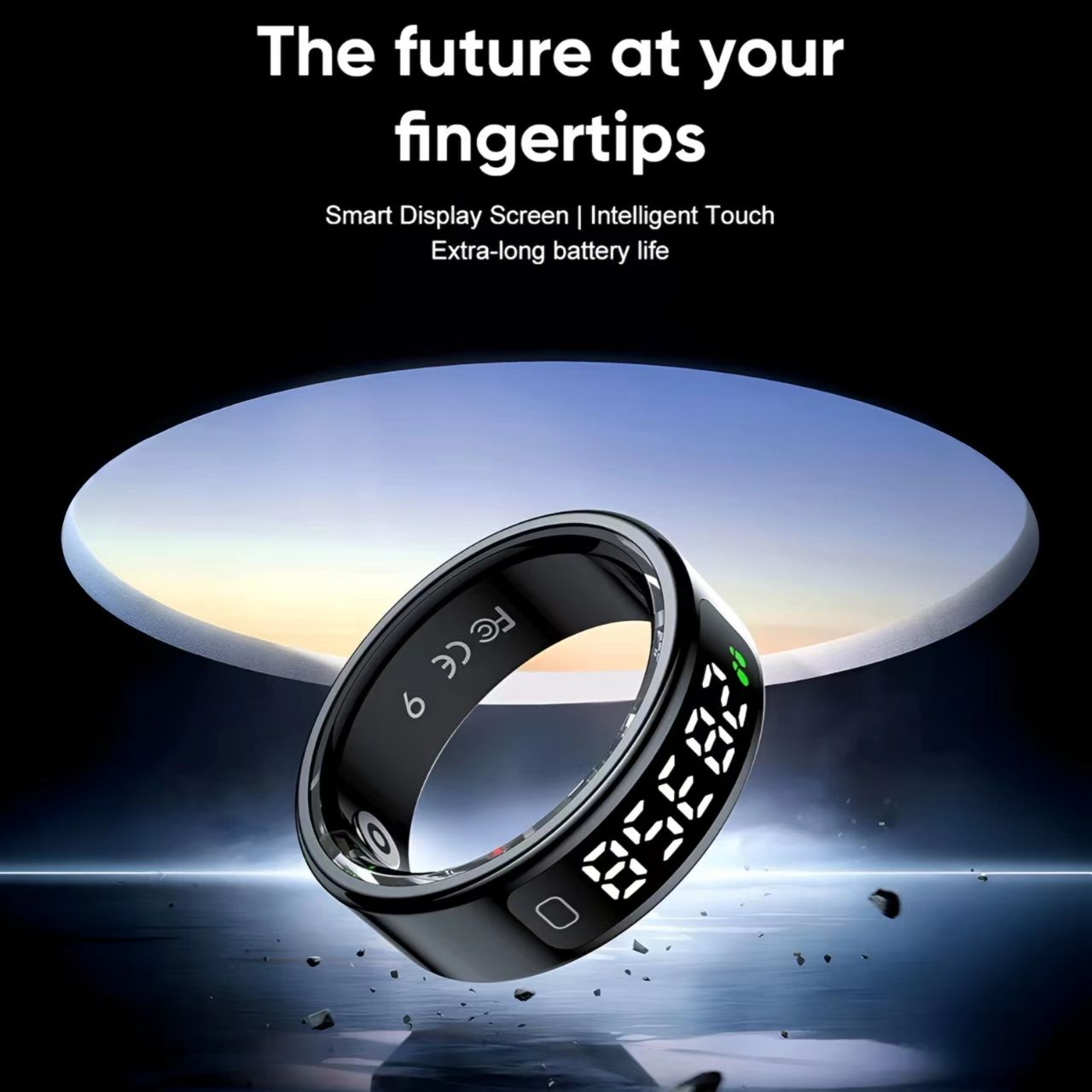 R11C Smart Ring: with Display Screen, Heart Rate, Blood Oxygen & Sleep Monitoring, Step and Calorie Tracking, Touch Control for Sports.