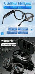 TWS Sports IPX7 Waterproof Bluetooth Earbuds & AI Translation Smart Glasses with 13MP Photochromic