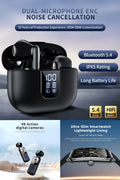 4K Ultra HD Anti-Shake Pocket Camera，MT61 Smart Watch  & LED Digital Display Dual-Mic ENC TWS Bluetooth Earbuds