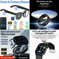4-in-1 Ultimate Smart AI & Audio Health Bundle: Smart AI Camera Glasses, Smart Ring, Open-Ear Headphones & ECG Health Watch