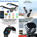 4-in-1 Smart AI Lifestyle Bundle: AI Camera Glasses + 4K Action Camera + ECG Health Watch + Open-Panoramic Earbuds