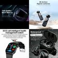 4-in-1 Tech-Enabled Smart Lifestyle Bundle: Smart Glasses + 4K Action Camera + ECG Call Health Watch + IPX7 Waterproof Earbuds